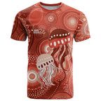 NAIDOC Deadly 50 Years T Shirt Jellyfish Aboriginal Culture Inspired Red