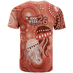 NAIDOC Deadly 50 Years T Shirt Jellyfish Aboriginal Culture Inspired Red