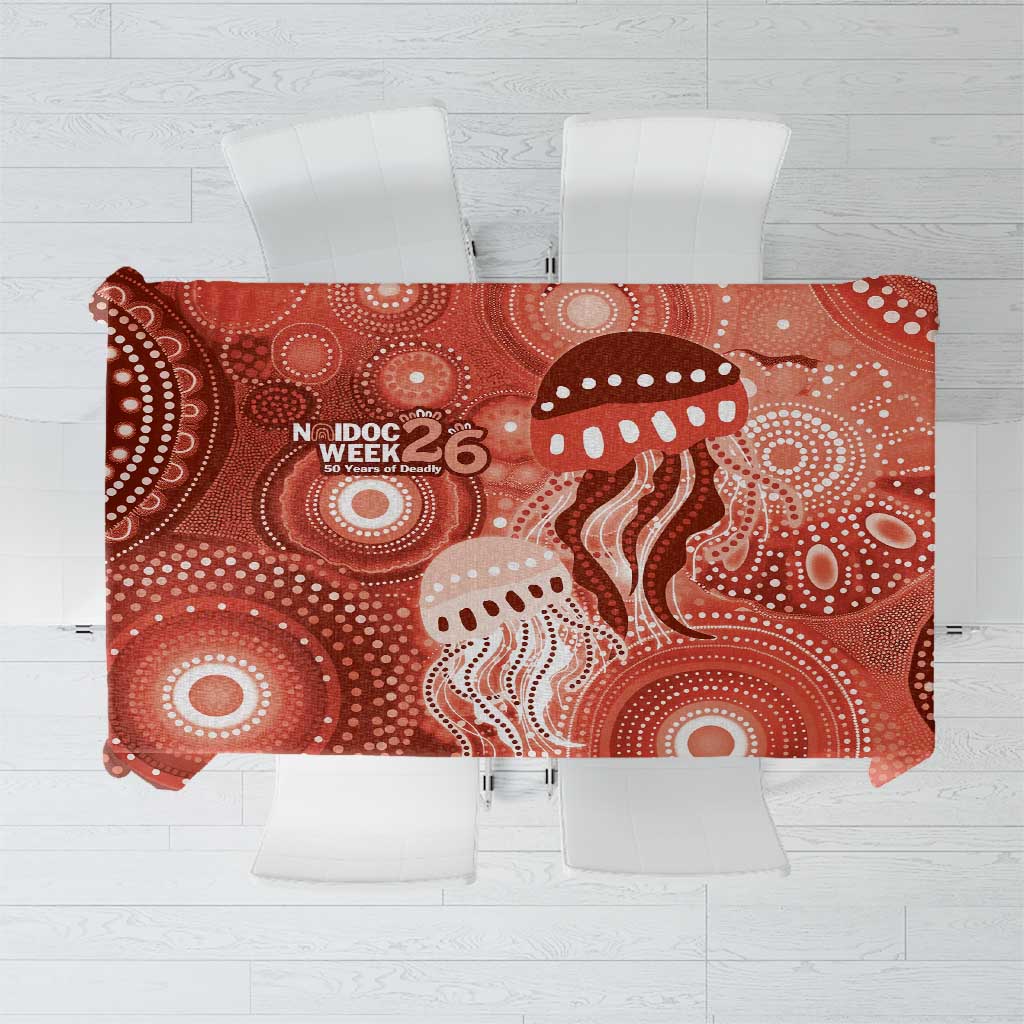 NAIDOC Deadly 50 Years Tablecloth Jellyfish Aboriginal Culture Inspired Red