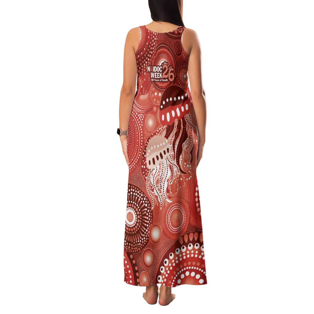 NAIDOC Deadly 50 Years Tank Maxi Dress Jellyfish Aboriginal Culture Inspired Red