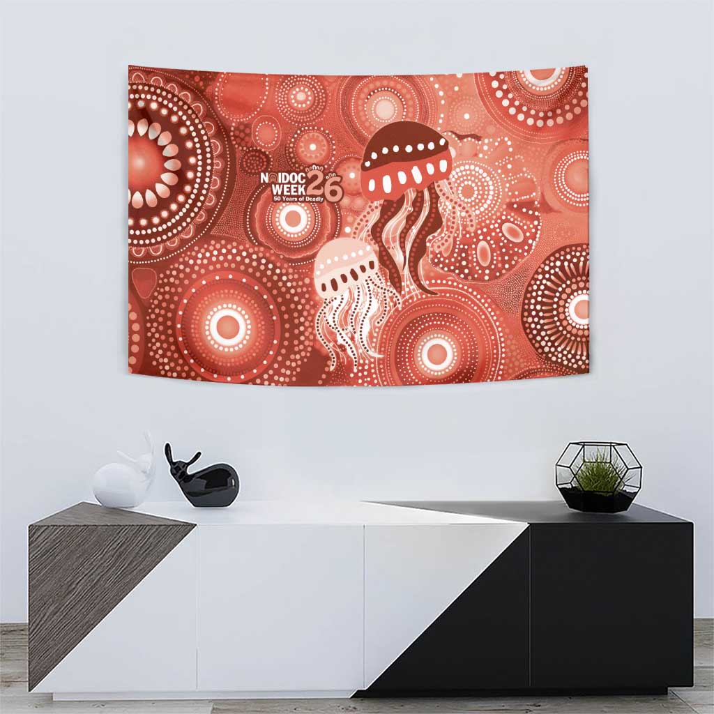 NAIDOC Deadly 50 Years Tapestry Jellyfish Aboriginal Culture Inspired Red
