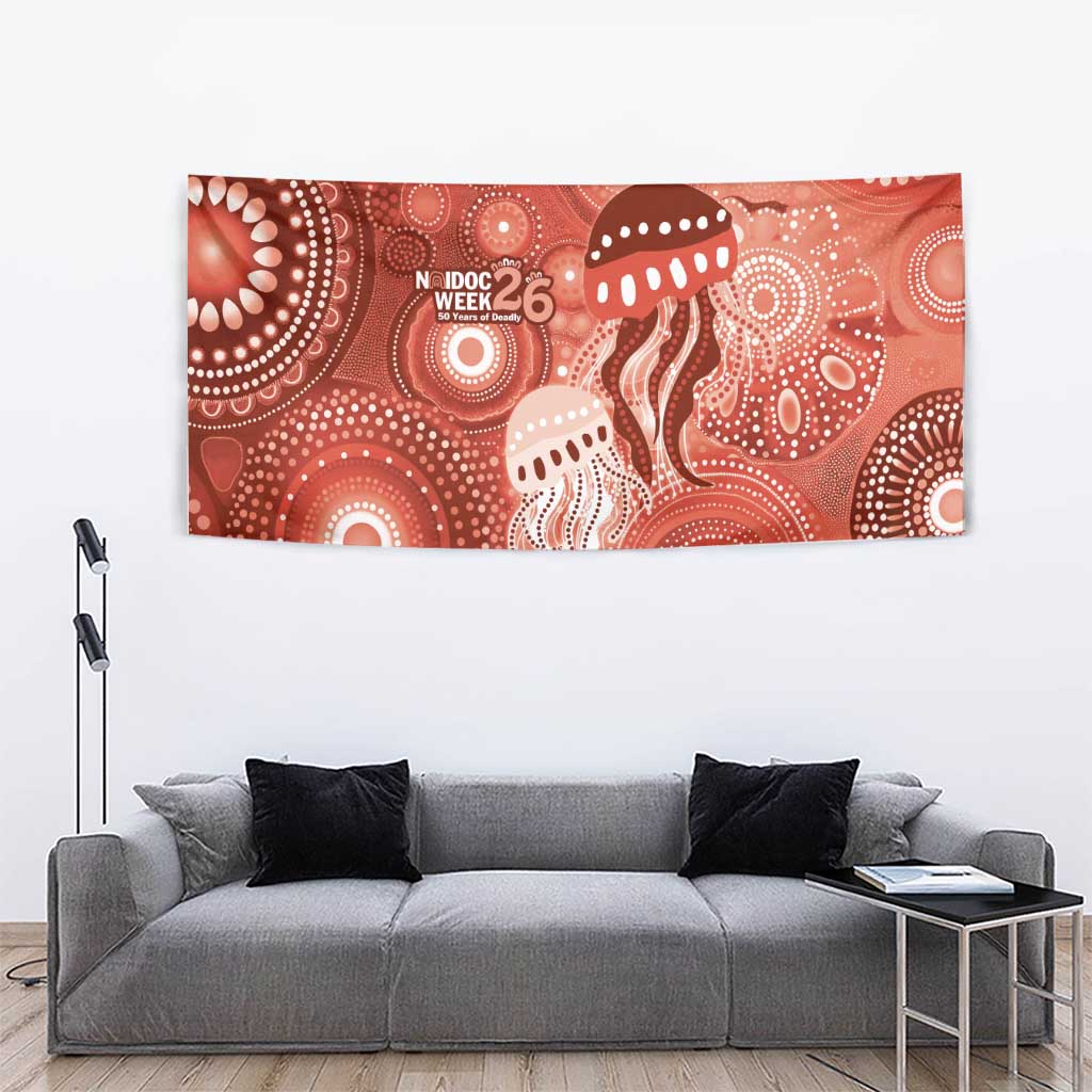 NAIDOC Deadly 50 Years Tapestry Jellyfish Aboriginal Culture Inspired Red
