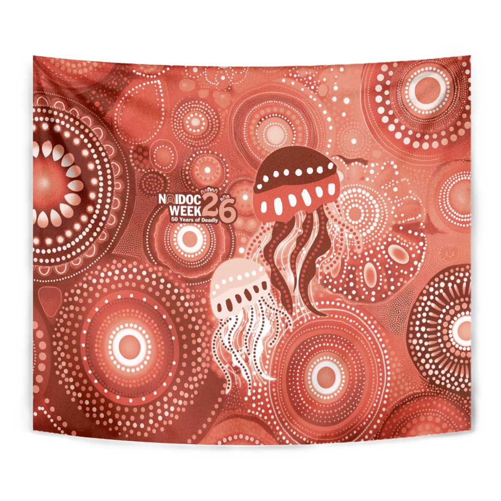 NAIDOC Deadly 50 Years Tapestry Jellyfish Aboriginal Culture Inspired Red