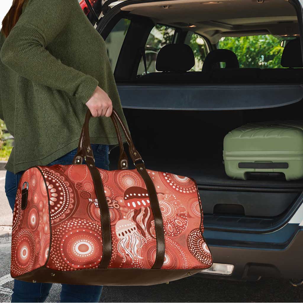 NAIDOC Deadly 50 Years Travel Bag Jellyfish Aboriginal Culture Inspired Red
