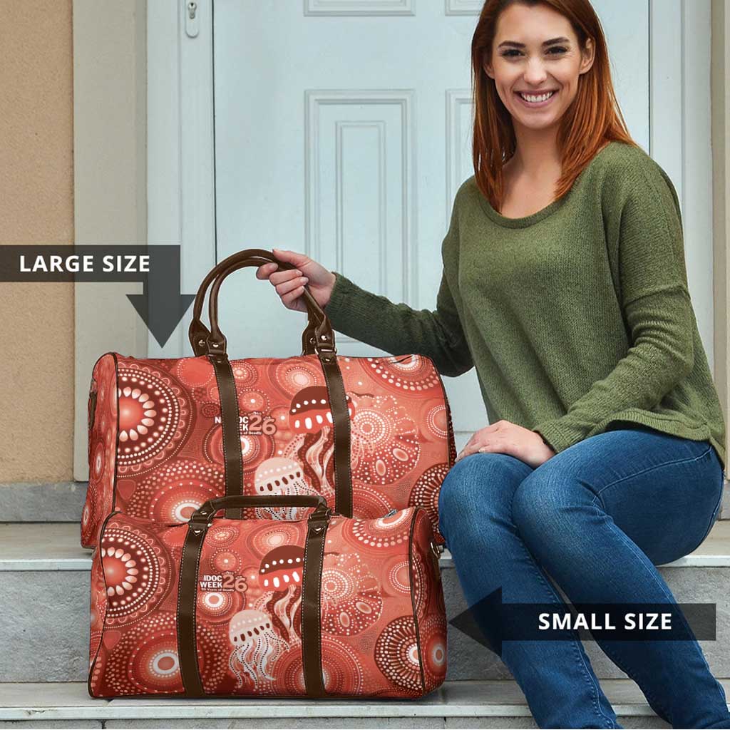 NAIDOC Deadly 50 Years Travel Bag Jellyfish Aboriginal Culture Inspired Red