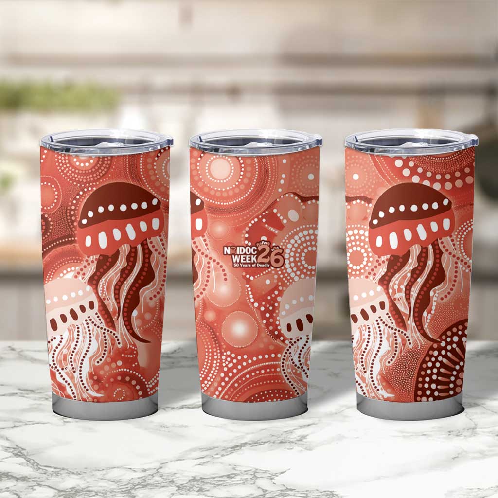 NAIDOC Deadly 50 Years Tumbler Cup Jellyfish Aboriginal Culture Inspired Red