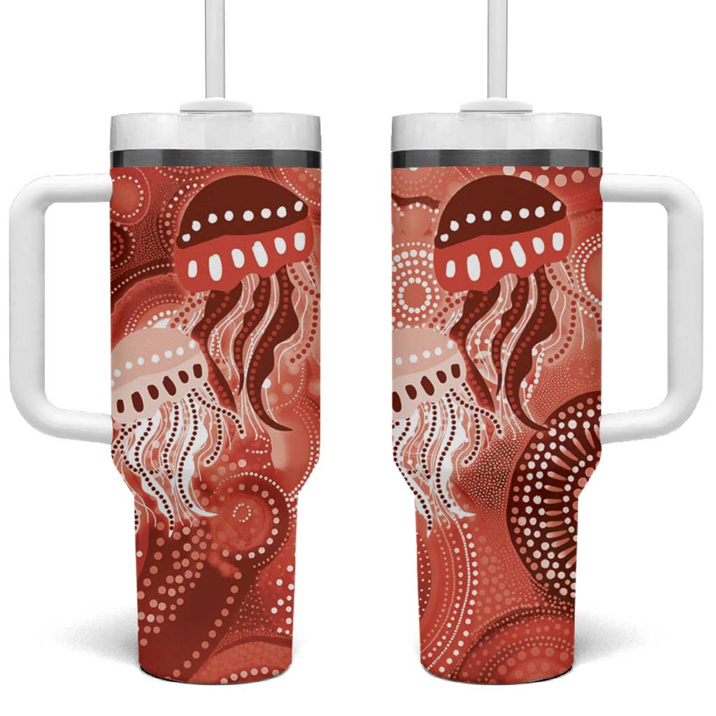 NAIDOC Deadly 50 Years Tumbler With Handle Jellyfish Aboriginal Culture Inspired Red