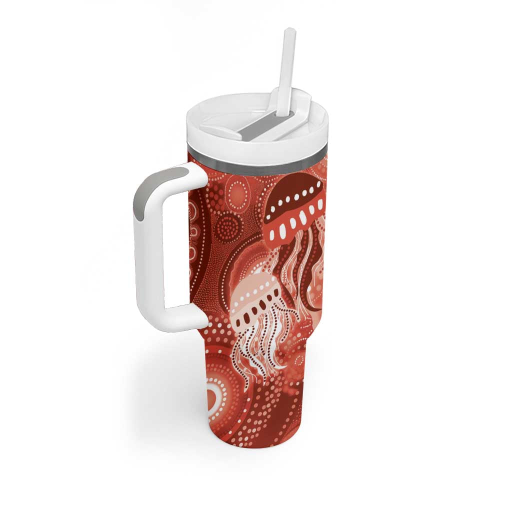 NAIDOC Deadly 50 Years Tumbler With Handle Jellyfish Aboriginal Culture Inspired Red