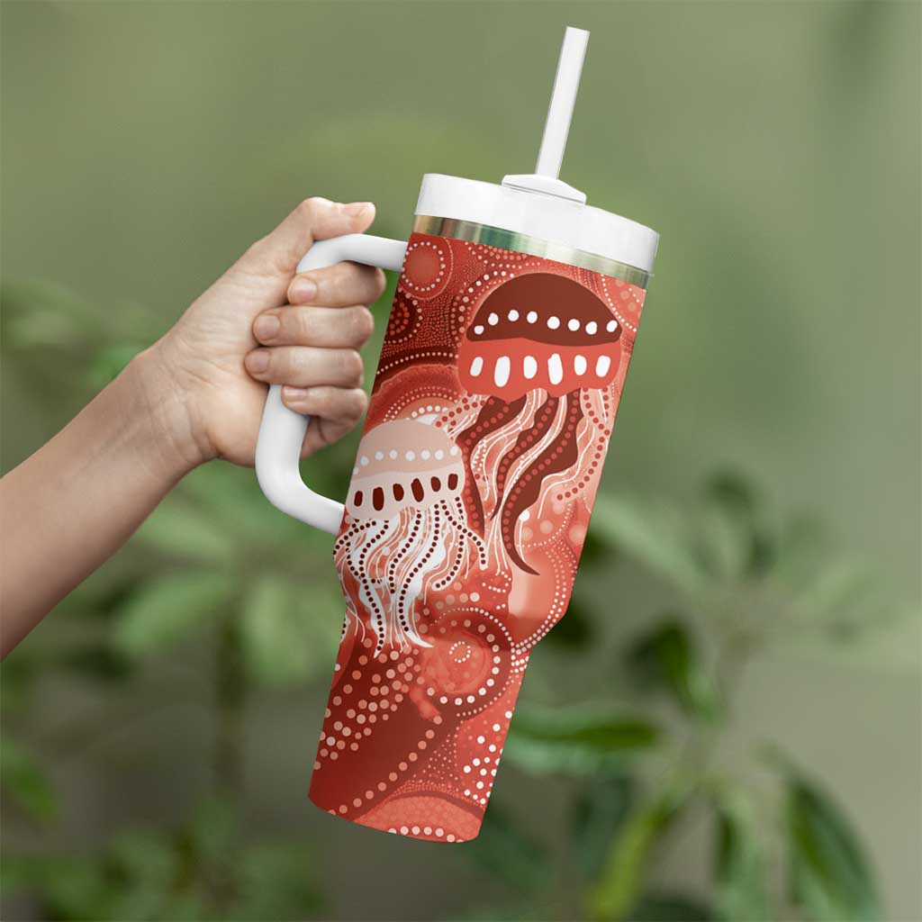 NAIDOC Deadly 50 Years Tumbler With Handle Jellyfish Aboriginal Culture Inspired Red