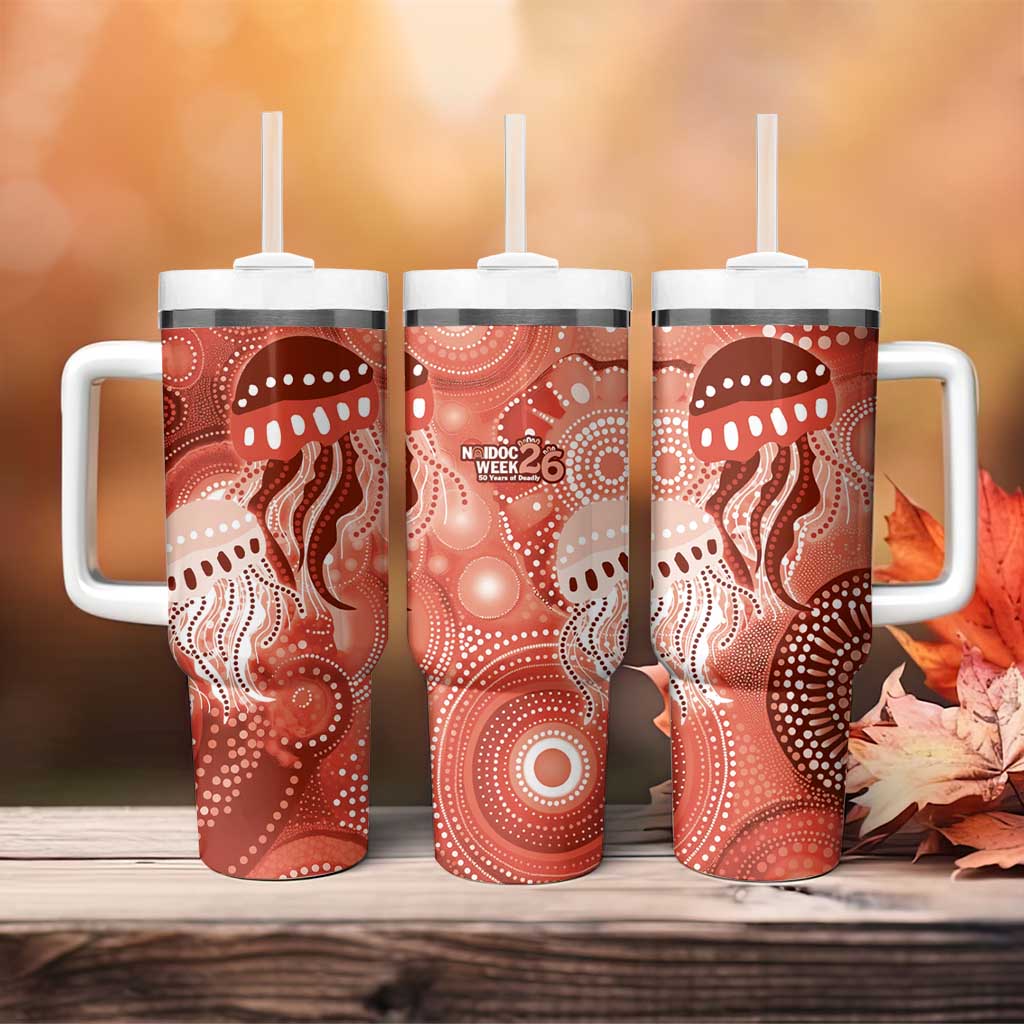 NAIDOC Deadly 50 Years Tumbler With Handle Jellyfish Aboriginal Culture Inspired Red