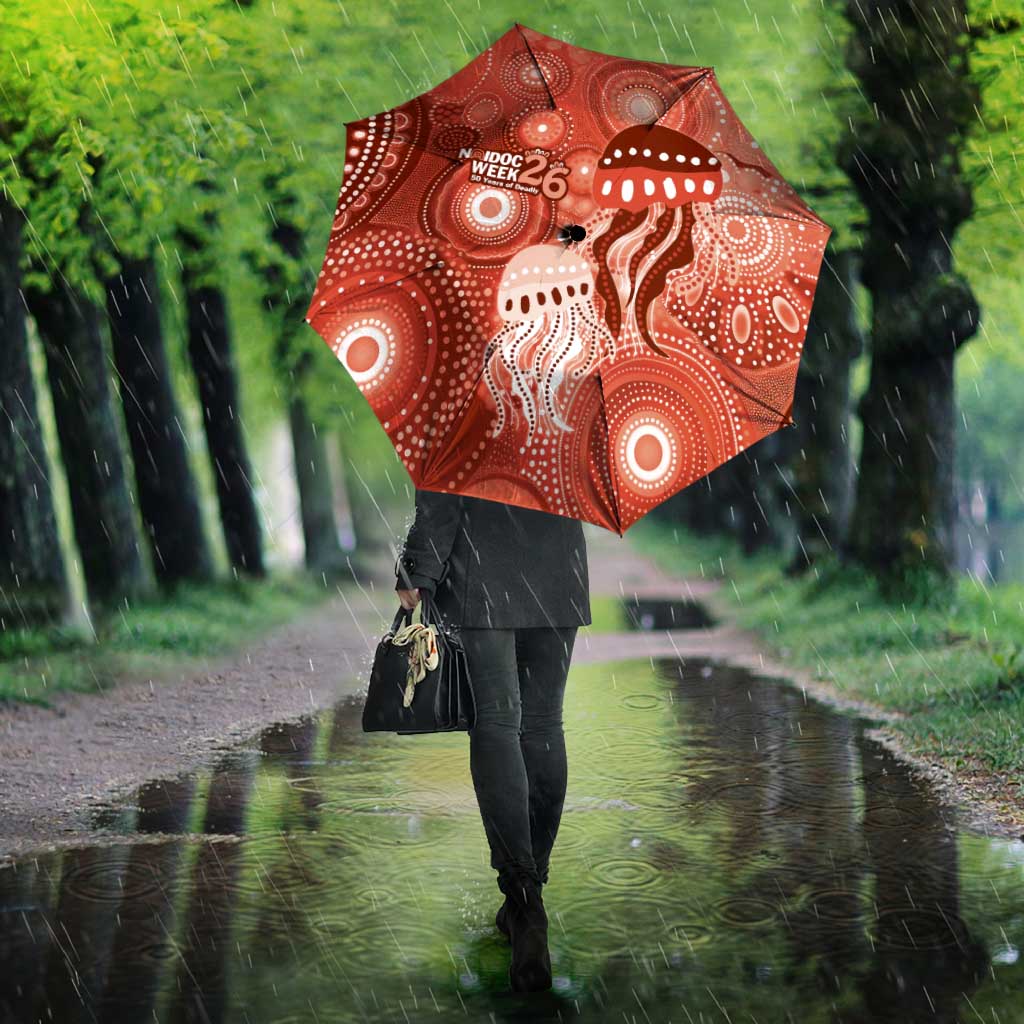 NAIDOC Deadly 50 Years Umbrella Jellyfish Aboriginal Culture Inspired Red