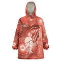 NAIDOC Deadly 50 Years Wearable Blanket Hoodie Jellyfish Aboriginal Culture Inspired Red