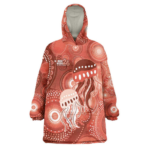 NAIDOC Deadly 50 Years Wearable Blanket Hoodie Jellyfish Aboriginal Culture Inspired Red