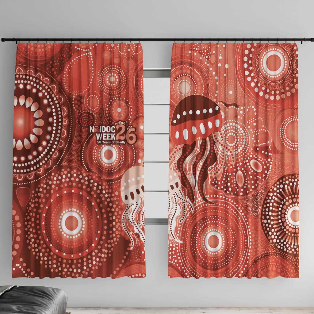 NAIDOC Deadly 50 Years Window Curtain Jellyfish Aboriginal Culture Inspired Red
