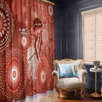 NAIDOC Deadly 50 Years Window Curtain Jellyfish Aboriginal Culture Inspired Red
