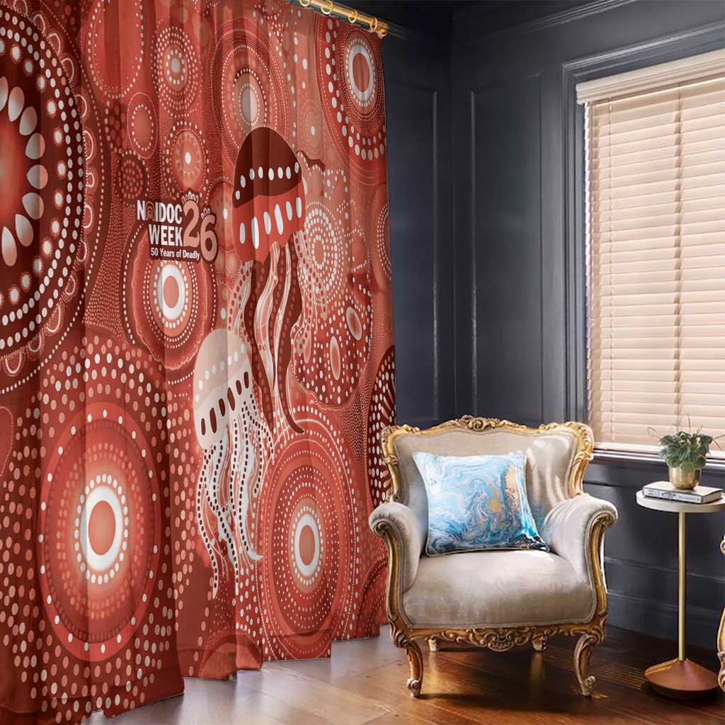 NAIDOC Deadly 50 Years Window Curtain Jellyfish Aboriginal Culture Inspired Red