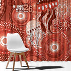 NAIDOC Deadly 50 Years Window Curtain Jellyfish Aboriginal Culture Inspired Red