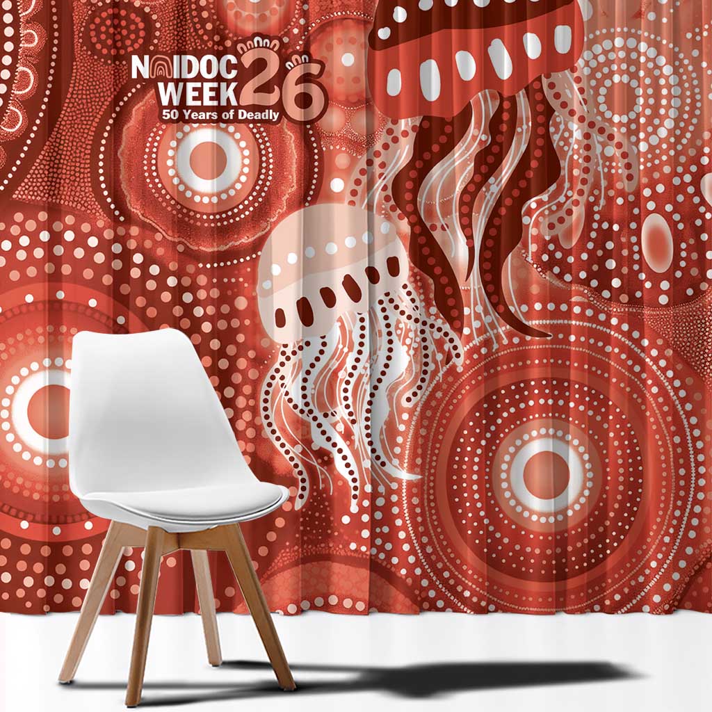 NAIDOC Deadly 50 Years Window Curtain Jellyfish Aboriginal Culture Inspired Red