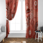 NAIDOC Deadly 50 Years Window Curtain Jellyfish Aboriginal Culture Inspired Red