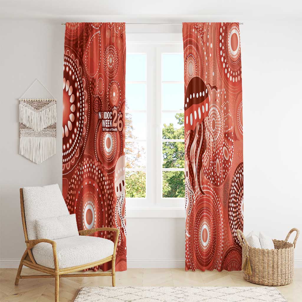 NAIDOC Deadly 50 Years Window Curtain Jellyfish Aboriginal Culture Inspired Red