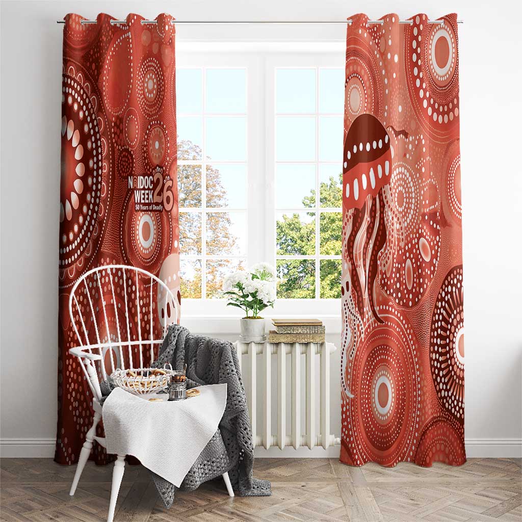 NAIDOC Deadly 50 Years Window Curtain Jellyfish Aboriginal Culture Inspired Red