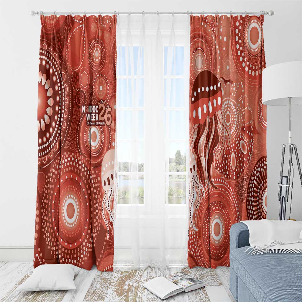 NAIDOC Deadly 50 Years Window Curtain Jellyfish Aboriginal Culture Inspired Red