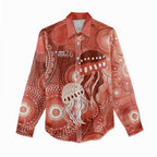NAIDOC Deadly 50 Years Women Casual Shirt Jellyfish Aboriginal Culture Inspired Red