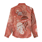 NAIDOC Deadly 50 Years Women Casual Shirt Jellyfish Aboriginal Culture Inspired Red