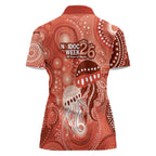 NAIDOC Deadly 50 Years Women Polo Shirt Jellyfish Aboriginal Culture Inspired Red