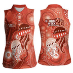 NAIDOC Deadly 50 Years Women Sleeveless Polo Shirt Jellyfish Aboriginal Culture Inspired Red
