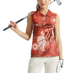 NAIDOC Deadly 50 Years Women Sleeveless Polo Shirt Jellyfish Aboriginal Culture Inspired Red
