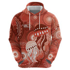 NAIDOC Deadly 50 Years Zip Hoodie Jellyfish Aboriginal Culture Inspired Red