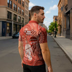 NAIDOC Deadly 50 Years Zipper Polo Shirt Jellyfish Aboriginal Culture Inspired Red