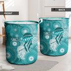 NAIDOC Deadly 50 Years Laundry Basket Jellyfish Aboriginal Culture Inspired Turquoise