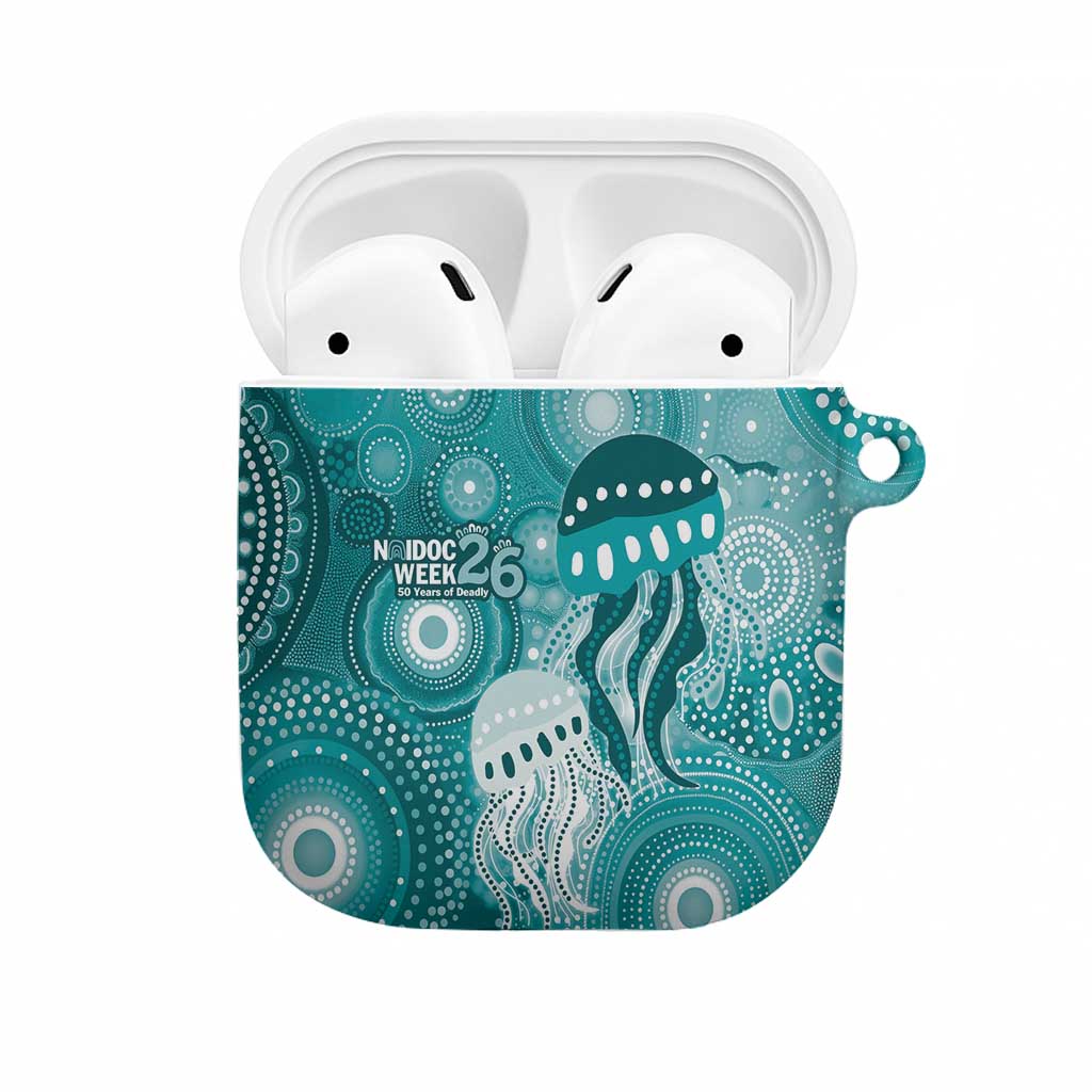 NAIDOC Deadly 50 Years AirPods Case Jellyfish Aboriginal Culture Inspired Turquoise