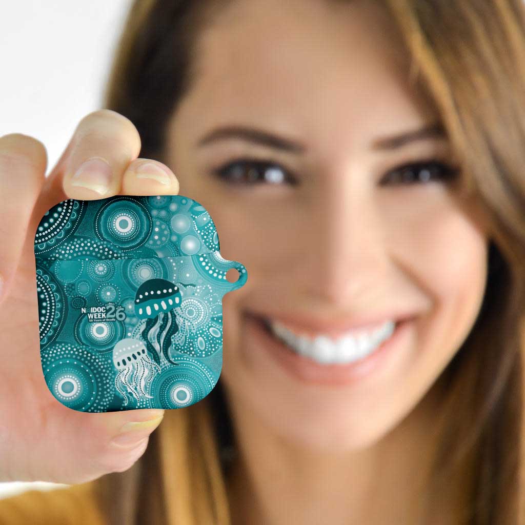NAIDOC Deadly 50 Years AirPods Case Jellyfish Aboriginal Culture Inspired Turquoise