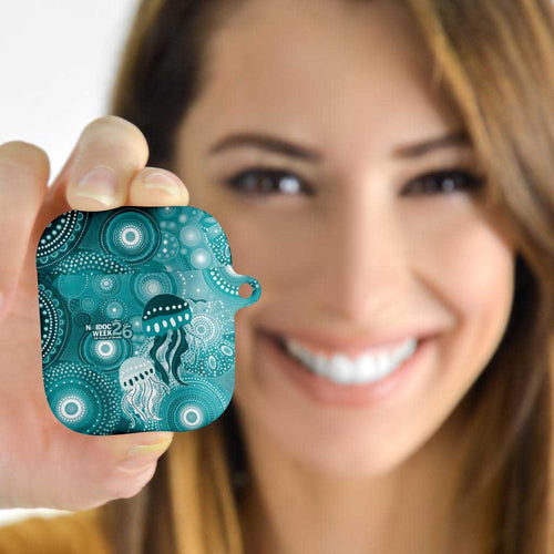 NAIDOC Deadly 50 Years AirPods Case Jellyfish Aboriginal Culture Inspired Turquoise