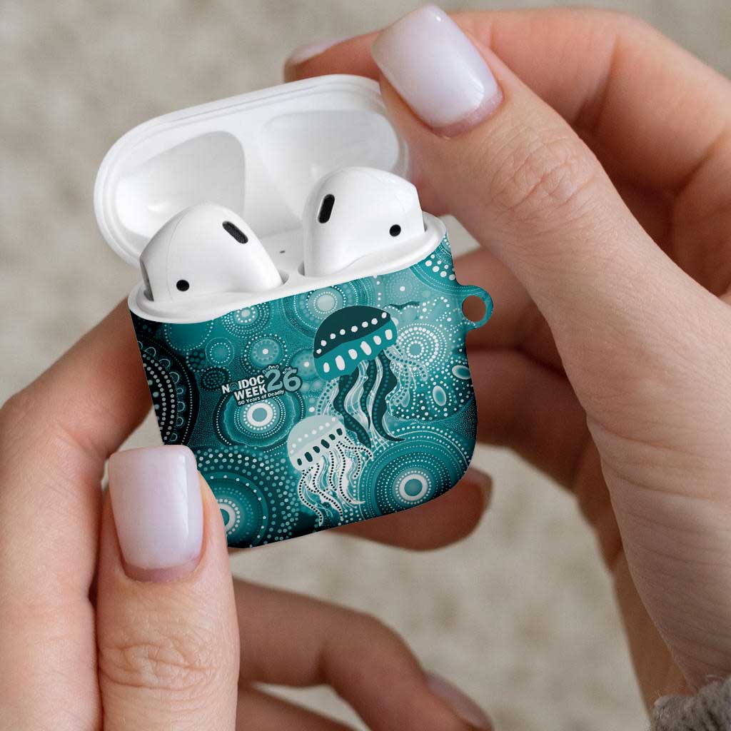 NAIDOC Deadly 50 Years AirPods Case Jellyfish Aboriginal Culture Inspired Turquoise