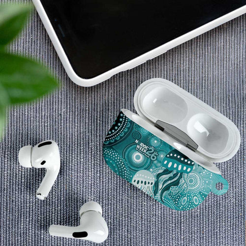NAIDOC Deadly 50 Years AirPods Case Jellyfish Aboriginal Culture Inspired Turquoise