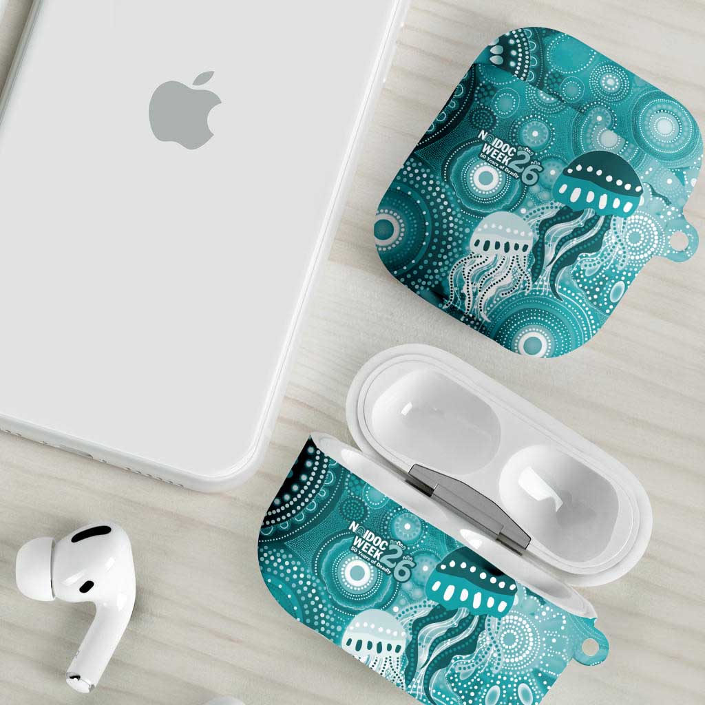 NAIDOC Deadly 50 Years AirPods Case Jellyfish Aboriginal Culture Inspired Turquoise