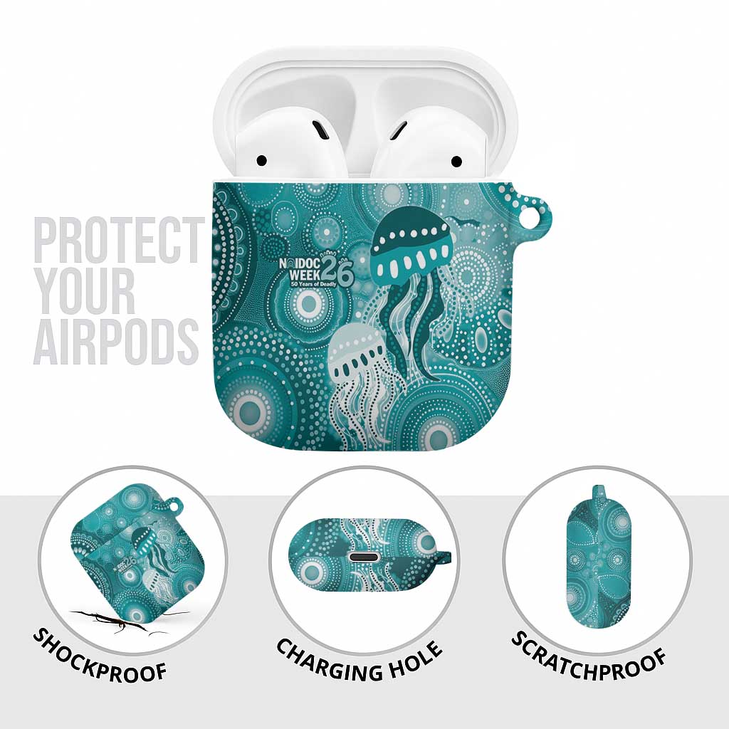 NAIDOC Deadly 50 Years AirPods Case Jellyfish Aboriginal Culture Inspired Turquoise