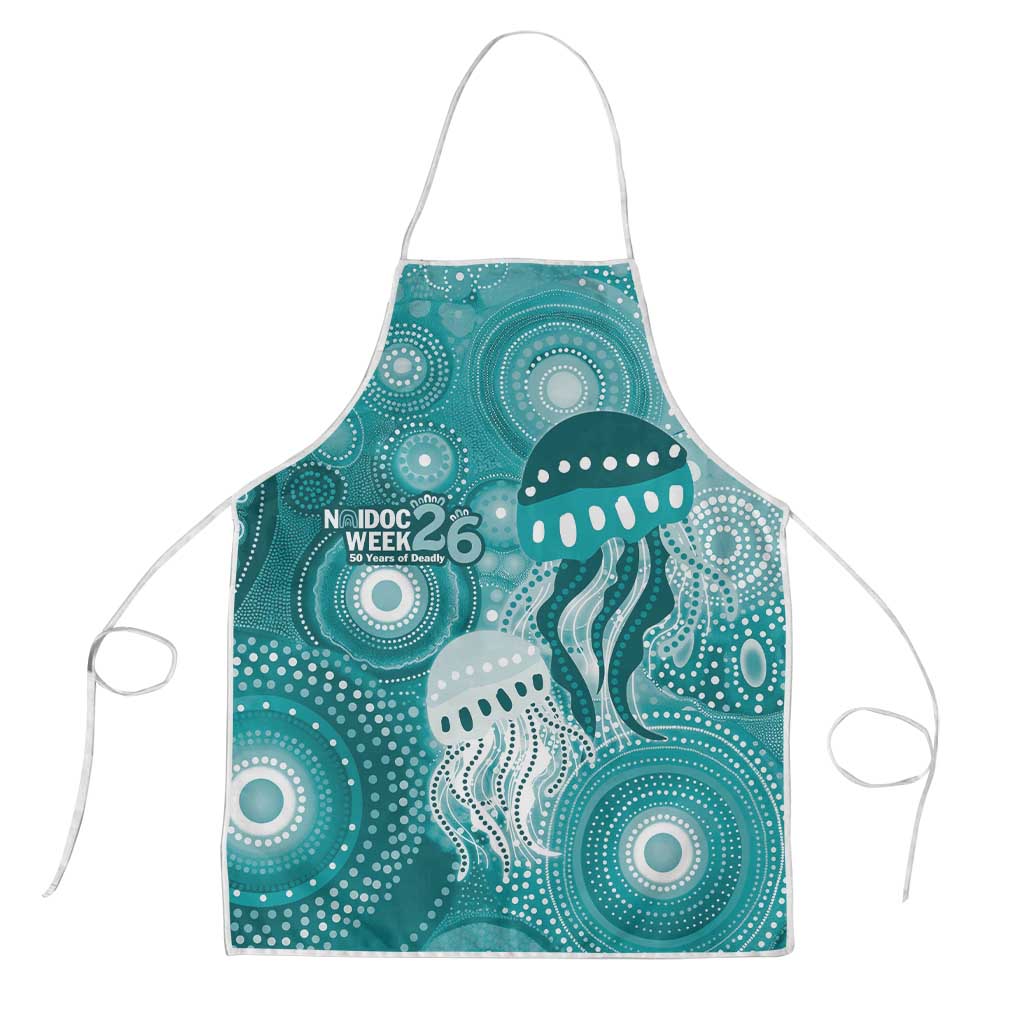 NAIDOC Deadly 50 Years Apron Jellyfish Aboriginal Culture Inspired Turquoise