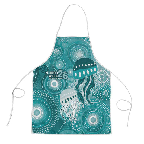 NAIDOC Deadly 50 Years Apron Jellyfish Aboriginal Culture Inspired Turquoise