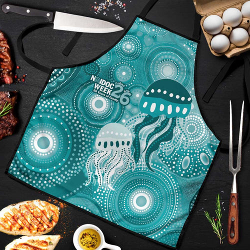 NAIDOC Deadly 50 Years Apron Jellyfish Aboriginal Culture Inspired Turquoise