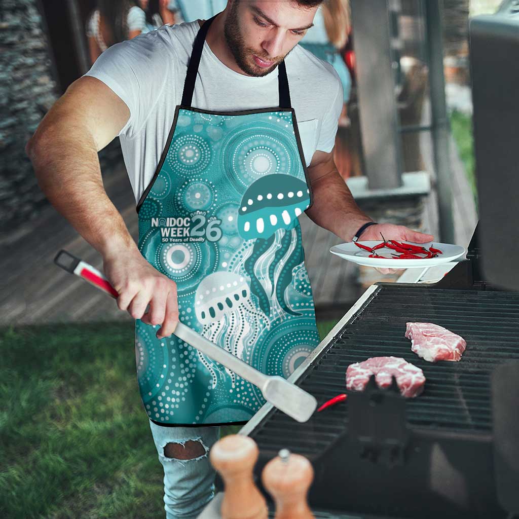 NAIDOC Deadly 50 Years Apron Jellyfish Aboriginal Culture Inspired Turquoise