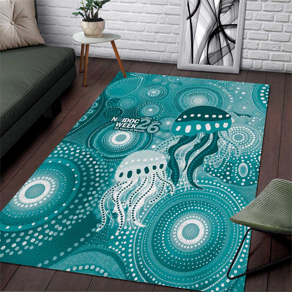 NAIDOC Deadly 50 Years Area Rug Jellyfish Aboriginal Culture Inspired Turquoise