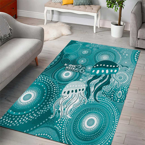 NAIDOC Deadly 50 Years Area Rug Jellyfish Aboriginal Culture Inspired Turquoise