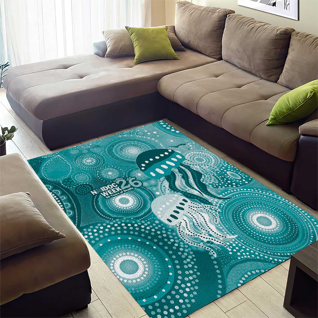 NAIDOC Deadly 50 Years Area Rug Jellyfish Aboriginal Culture Inspired Turquoise