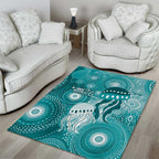 NAIDOC Deadly 50 Years Area Rug Jellyfish Aboriginal Culture Inspired Turquoise