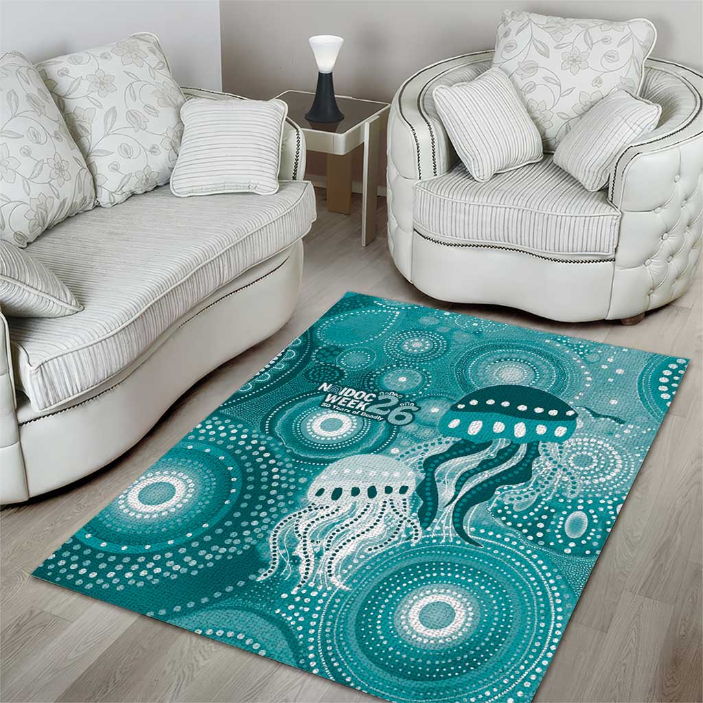 NAIDOC Deadly 50 Years Area Rug Jellyfish Aboriginal Culture Inspired Turquoise